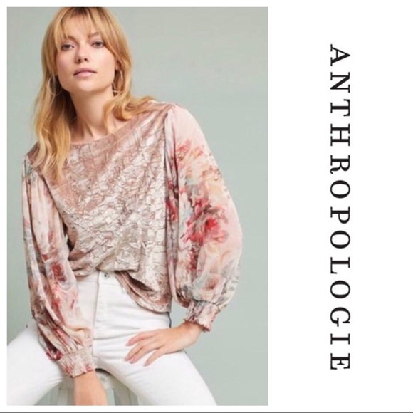 Anthropologie Tops - Anthropologie Meadow Rue Velvet Floral Top - I04
